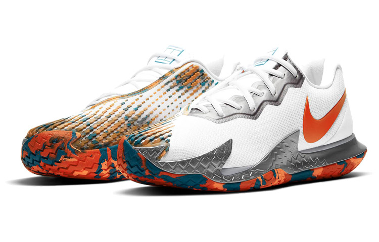 Кроссовки Nike Air Zoom Vapor Cage 4 HC (белый / серебристый / оранжевый) — фото 3
