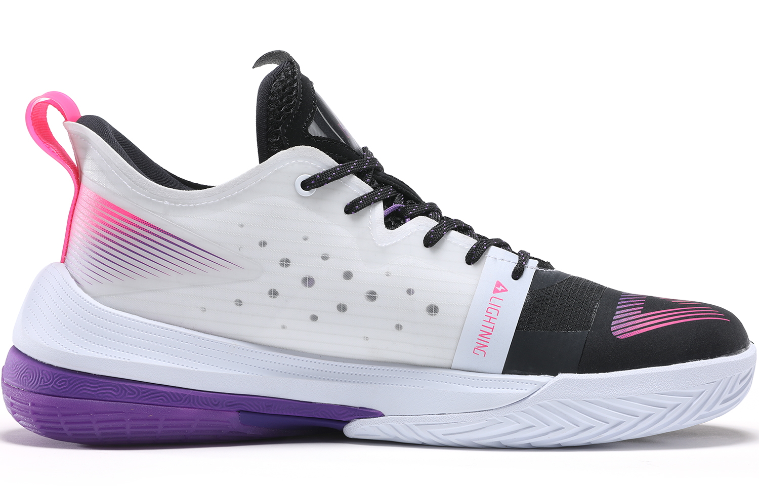 PEAK Taichi, Lightning 2021 Abrasion Resistant Breathable Low top Taichi Basketball Shoes Men’s Black Purple