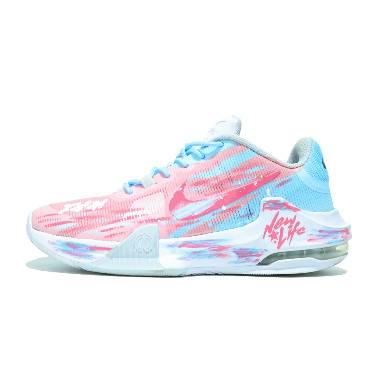 Nike Air Max Impact 4 Mesh Cushioning Breathable Mid top Basketball Shoes Men's Blue Pink