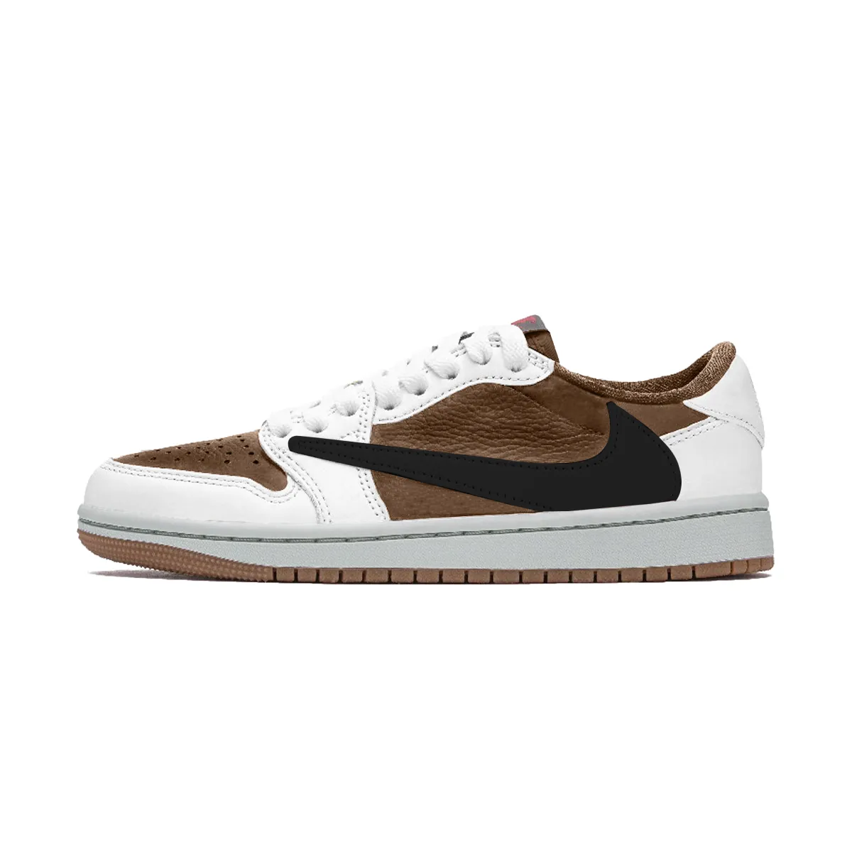 Travis Scott x Jordan Air Jordan 1 Cushioning Breathable Low top Vintage Basketball Shoes Unisex Black Brown White