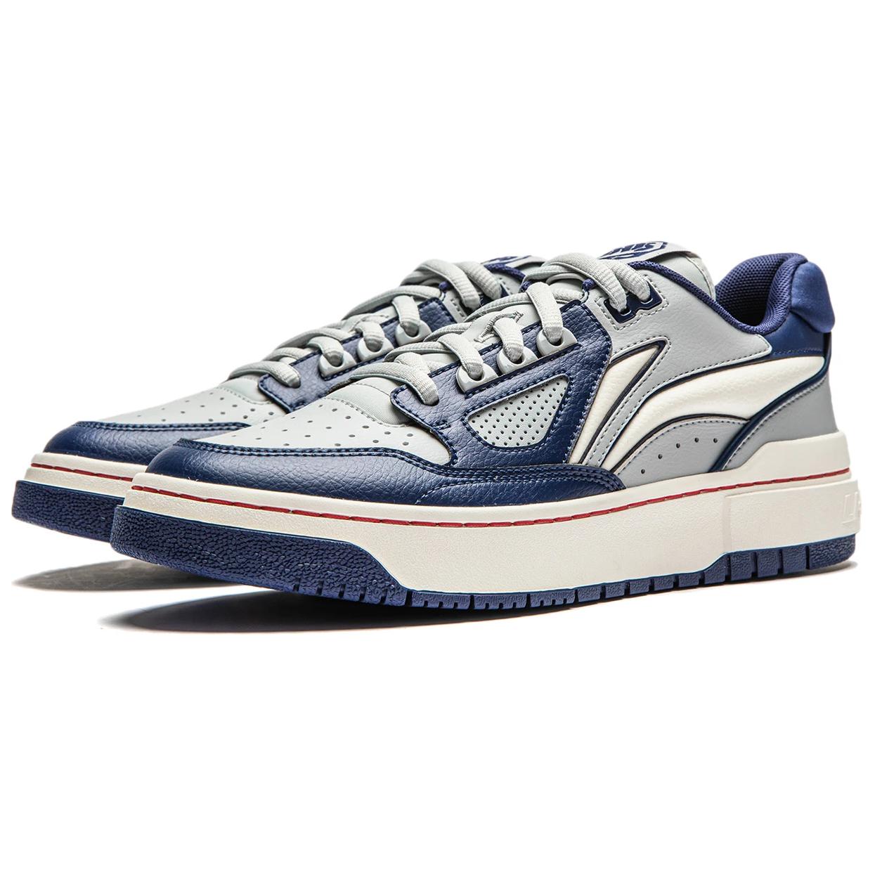 Li Ning Slip Resistant Abrasion Resistant Low top Basketball Shoes Unisex Gray Blue White