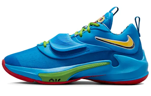 Uno/Vuno x Nike Freak 3 round toe comfortable fabric synthetic leather TPU shock-absorbing anti-slip wear-resistant wrapping support low-top basketball shoes men and women same style blue domestic version