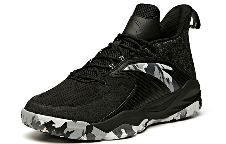 Anta Cushioning Abrasion Resistant Slip Resistant Mid top Basketball Shoes Men’s Black White Gray