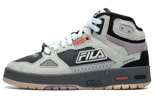 FILA FUSION Teratach Fleece lined Mid top Vintage Basketball Shoes Women's Black Gray