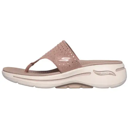 Skechers Go Walk Arch Fit Rhinestone Flip Flops Women's Taupe