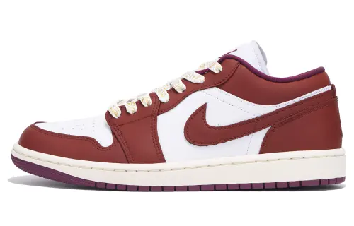 Jordan Air Jordan 1 Slip Resistant And Abrasion Resistant Coverage Low top Vintage Basketball Shoes Women's Burgundy