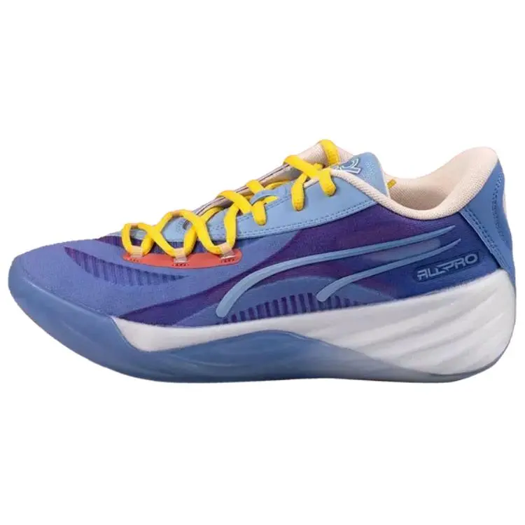 Basket4Ballers x PUMA All Pro Nitro Cushioning Support Cushioning Support Low top Basketball Shoes Unisex Blue White
