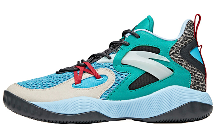 Anta Wind Tunnel 1 Slip Resistant, Abrasion Resistant, Lightweight Mid top Basketball Shoes Men’s Blue Green