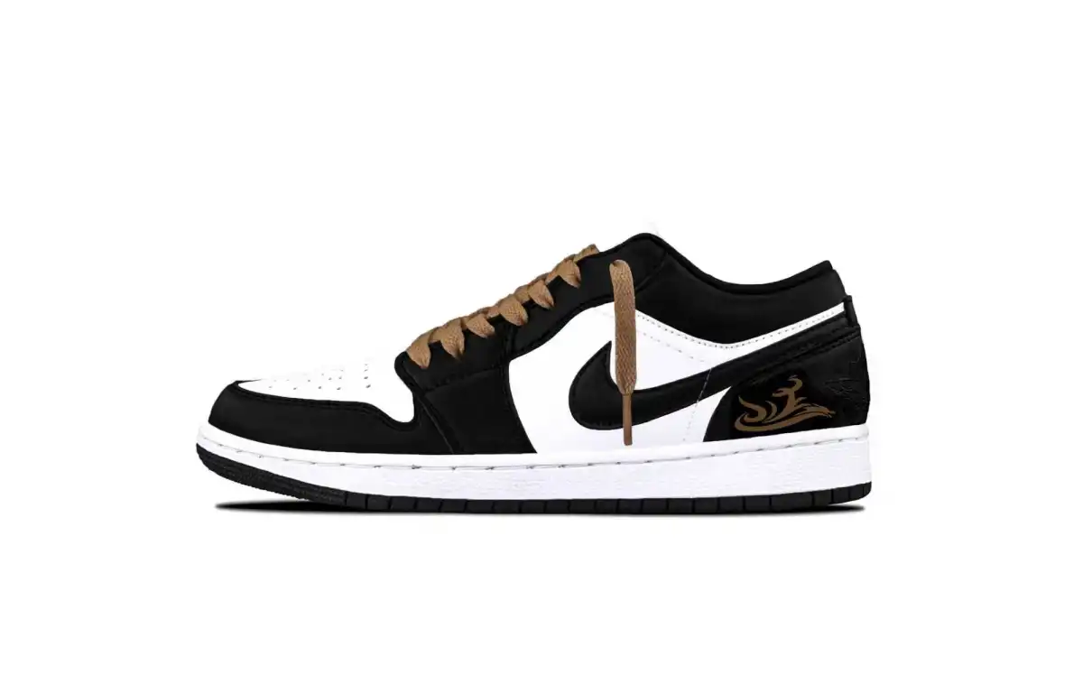 Jordan Air Jordan 1 Ink Dragon Shadow Brown Abrasion Resistant Low top Vintage Basketball Shoes Unisex