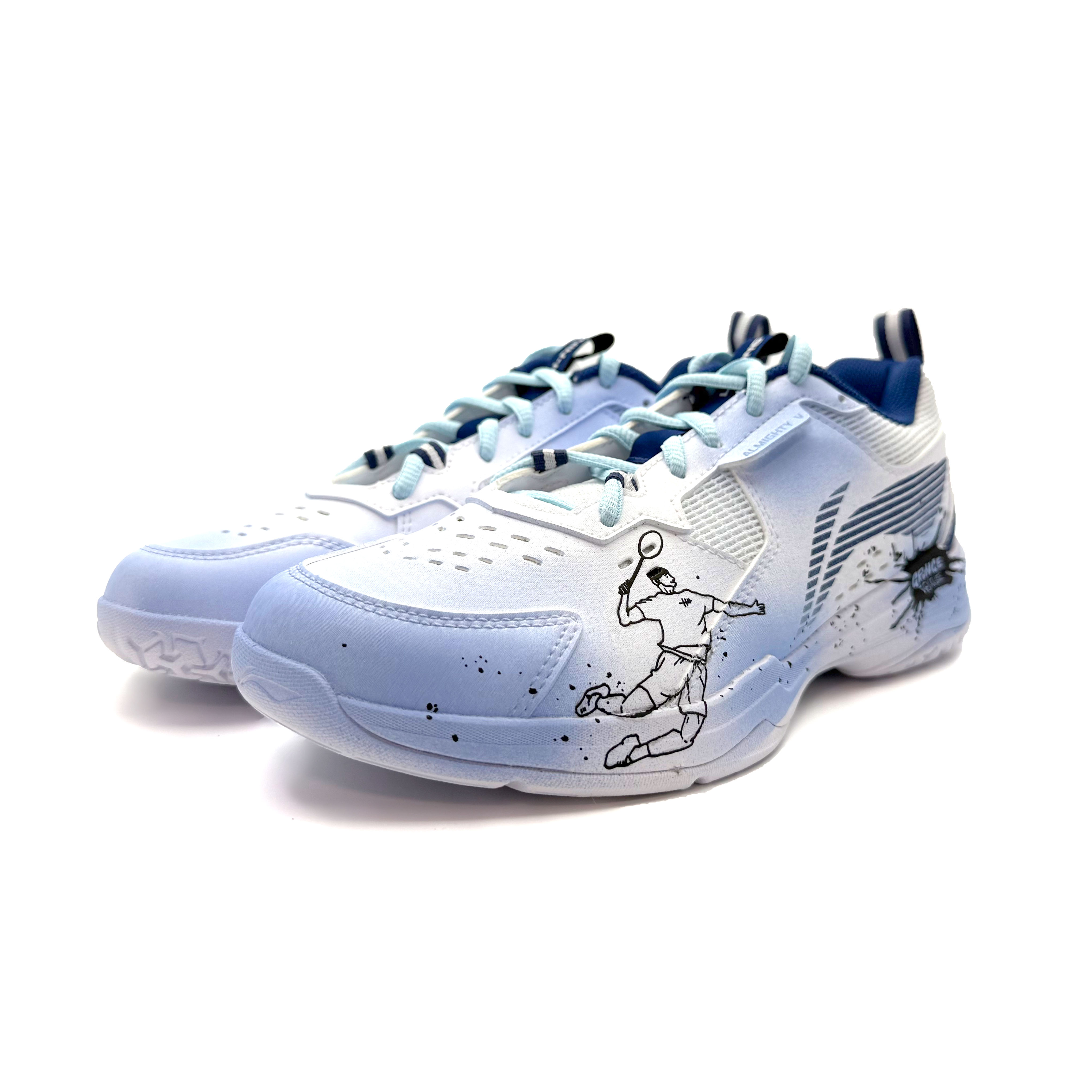 Li Ning Slip Resistant Coverage Low top Badminton Shoes Unisex Light Blue