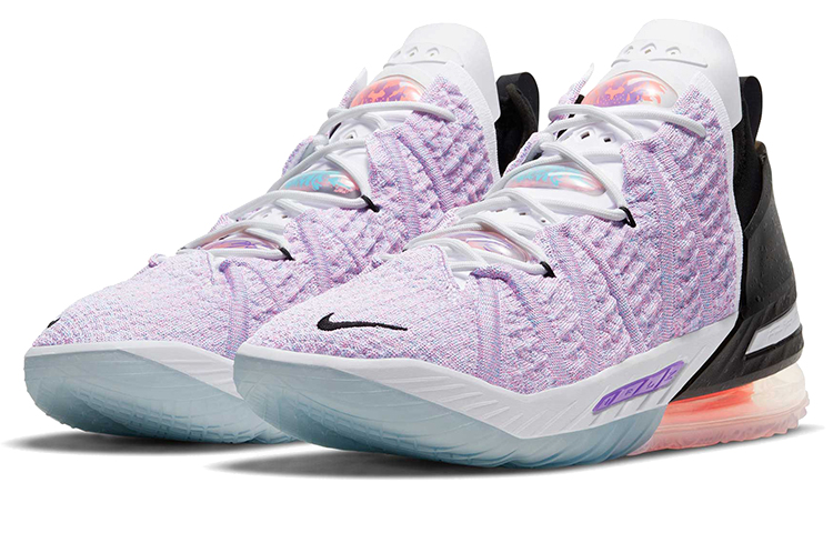 Кроссовки Nike Lebron 18 "Graffiti Print" Air Zoom (фиолетово-черные) — 淡紫/黑 — фото 3