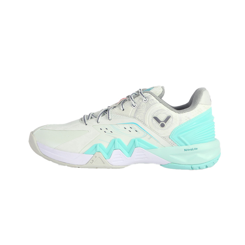 VICTOR Career Success Cushioning, Wear Resistant Low top Badminton Shoes Unisex Beige Blue