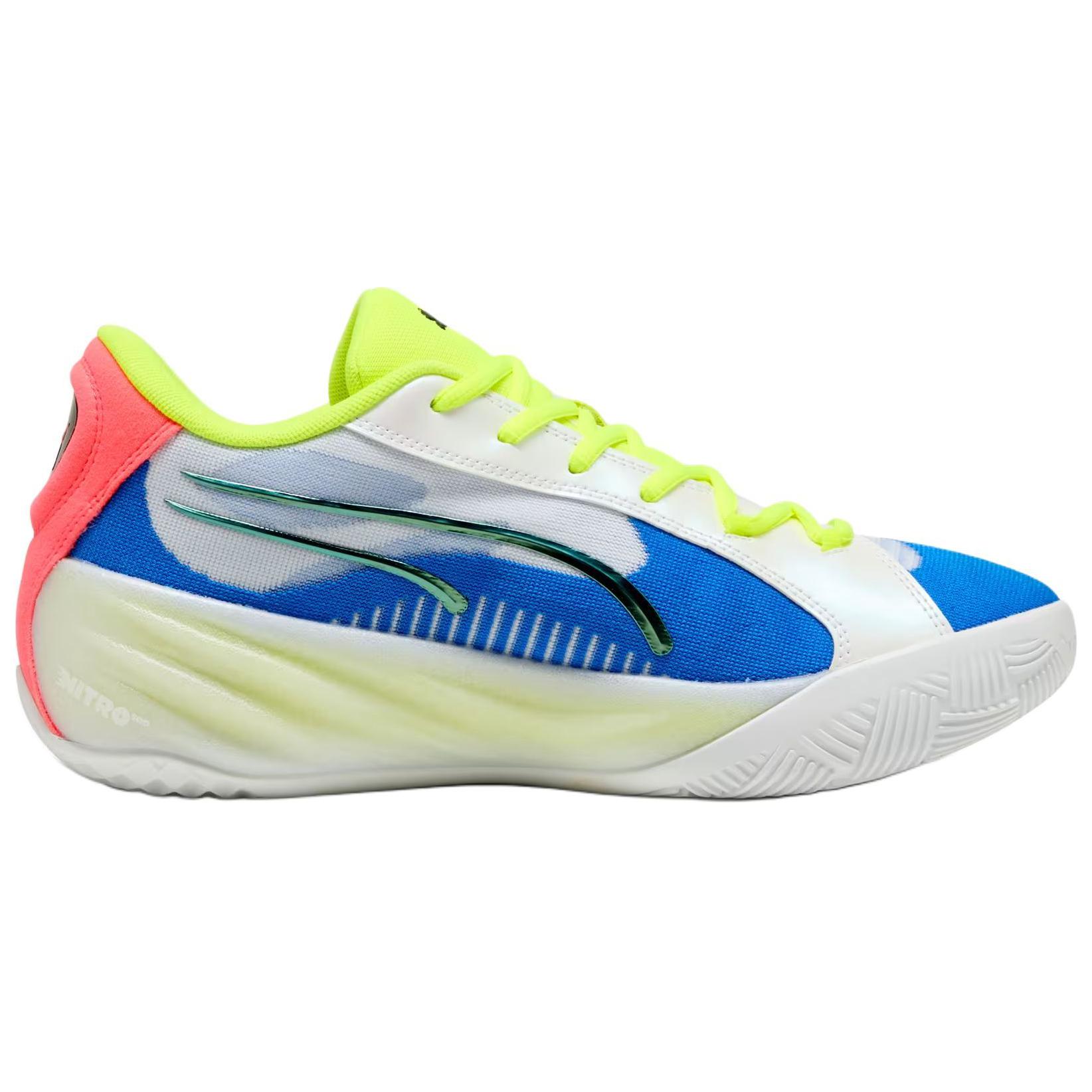 PUMA All Pro Nitro Slip Resistant Abrasion Resistant Low top Basketball Shoes Men’s White Blue
