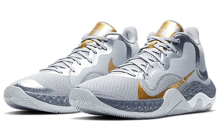 Кроссовки Nike Renew Elevate (серый / золотой / серебристый) — фото 3