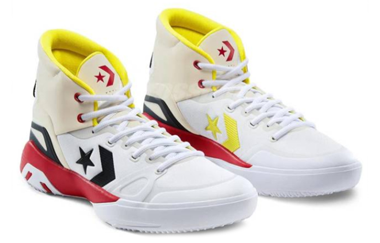 Кроссовки Converse G4 Hi (бело-красно-черные) — Белый / красный / чёрный — фото 4