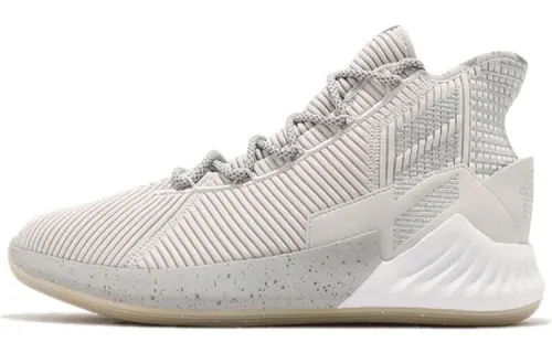 Adidas D Rose 9 comfortable and casual non-slip wear-resistant high-top basketball shoes men's gray and white