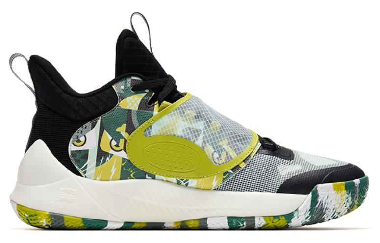 QIAODAN Cushioning Slip Resistant Abrasion Resistant High top Basketball Shoes Men’s Black Green