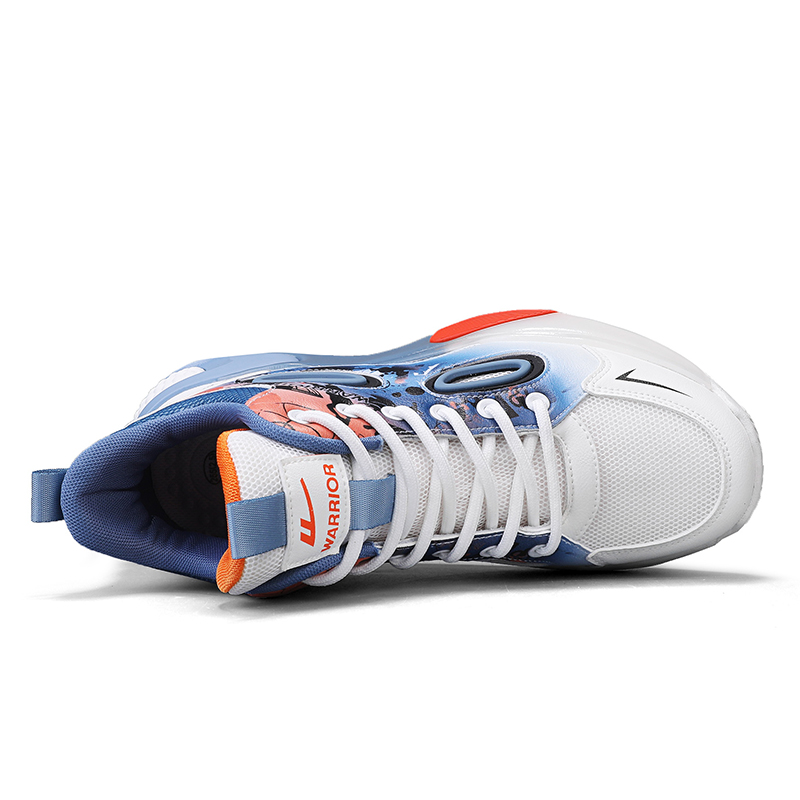 Warrior Abrasion Resistant, Breathable, Lightweight Low top Basketball Shoes Men’s White Dark Blue Orange