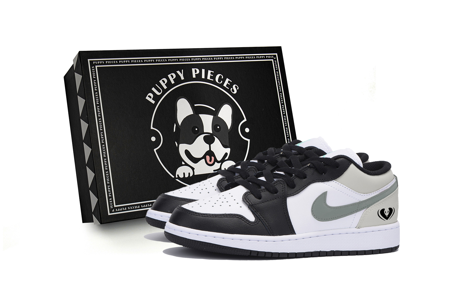 Jordan Air Jordan 1 Puppy Fragment, Special Shoe Box, Year Of The Snake Low top Vintage Basketball Shoes Men’s Black