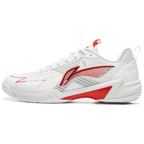 Li Ning Slip Resistant, Abrasion Resistant, Breathable Low top Badminton Shoes Unisex White Red