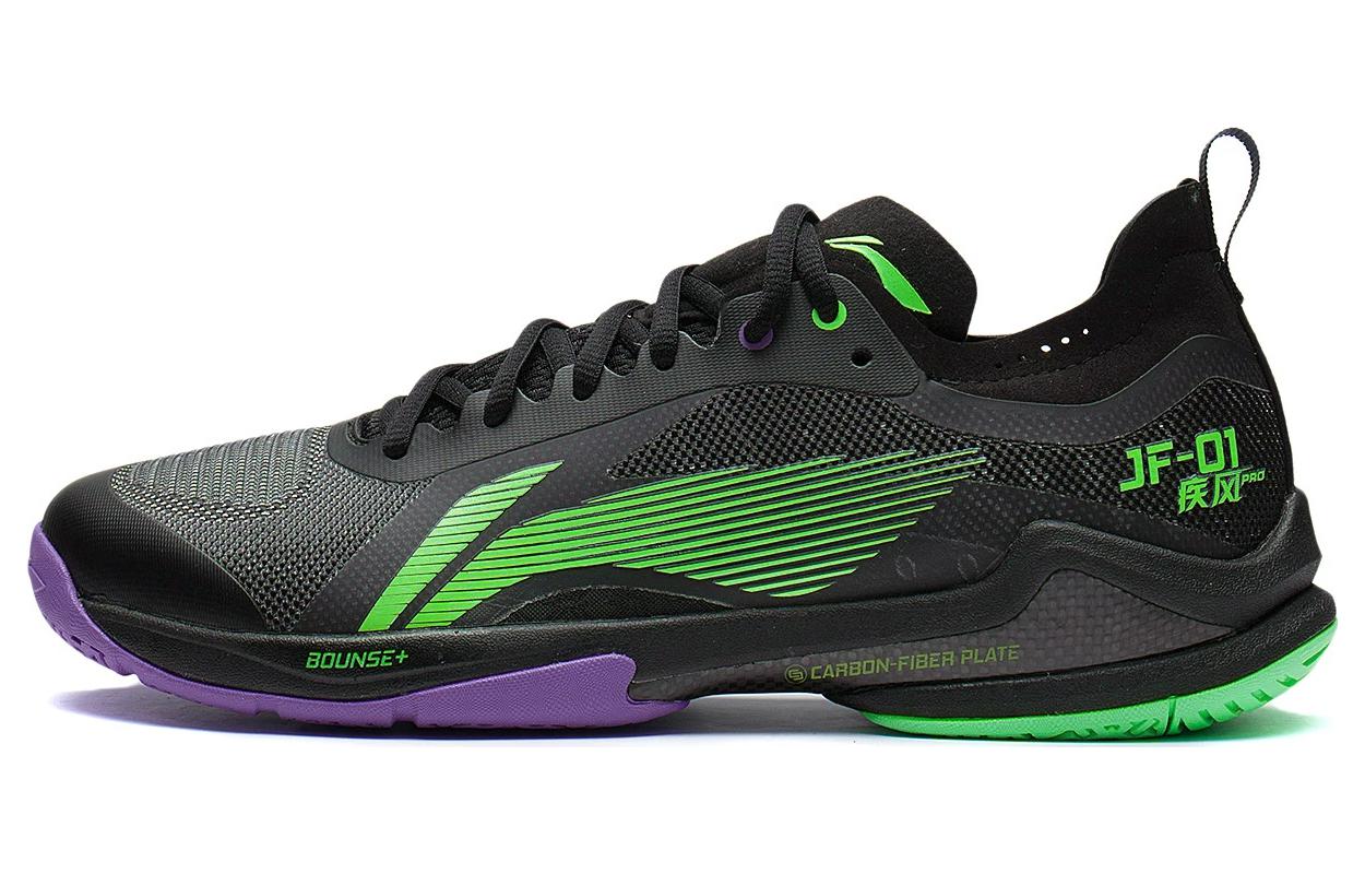 Li Ning Sprint Pro Cushioning Abrasion Resistant Low top Badminton Shoes Unisex Black Green