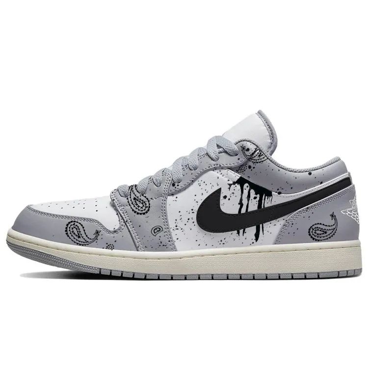 Jordan Air Jordan 1 Vintage Basketball Shoes Men's Low Top White/Gray
