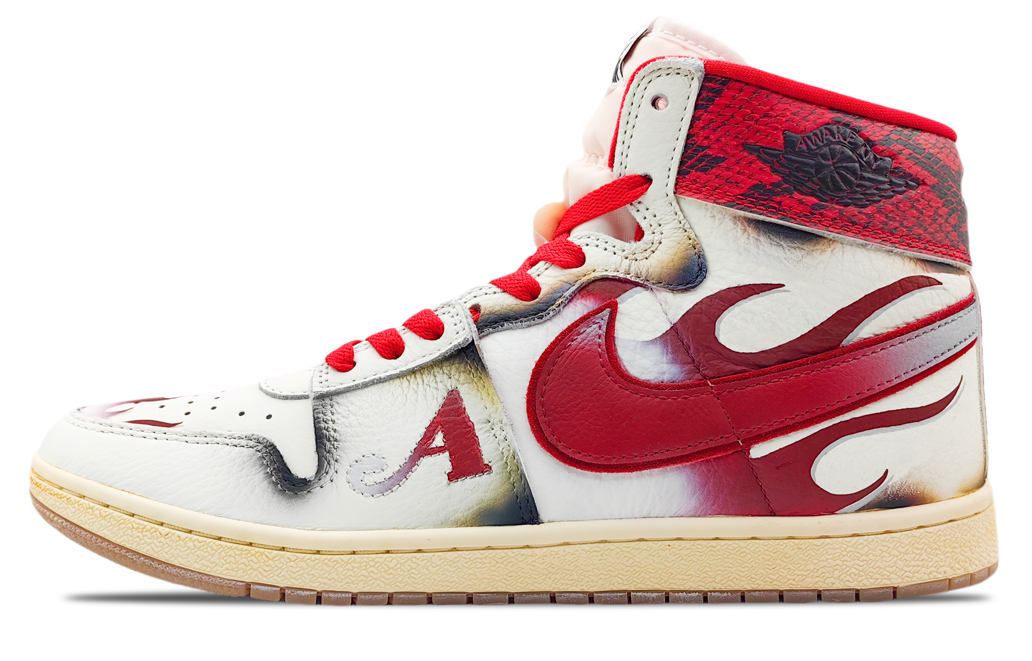 Awake NY x Jordan Air Ship Abrasion Resistant Breathable High top Vintage Basketball Shoes Unisex White Red
