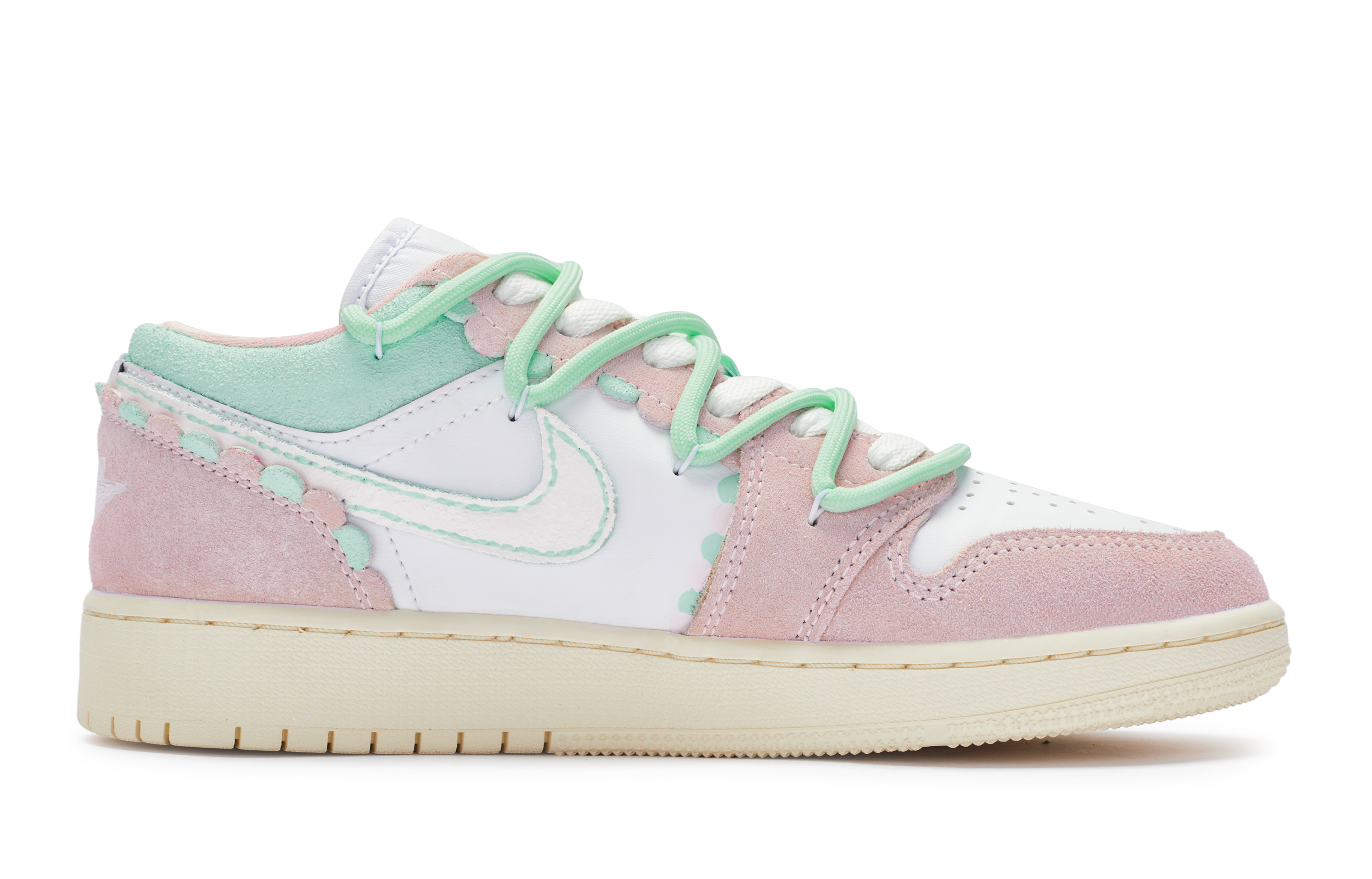 Jordan Air Jordan 1 Low top Skateboard Shoes Women’s Pink Green White