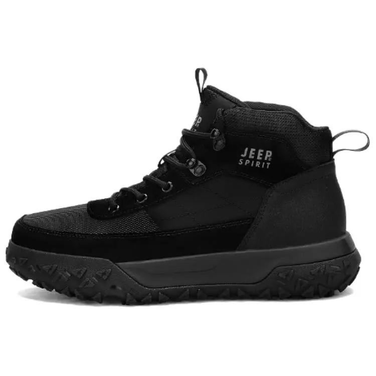 JEEP SPIRIT Black Warrior Cold Resistant Thermal Insulated Shoes Short Snow Boots Men's Graphite Black