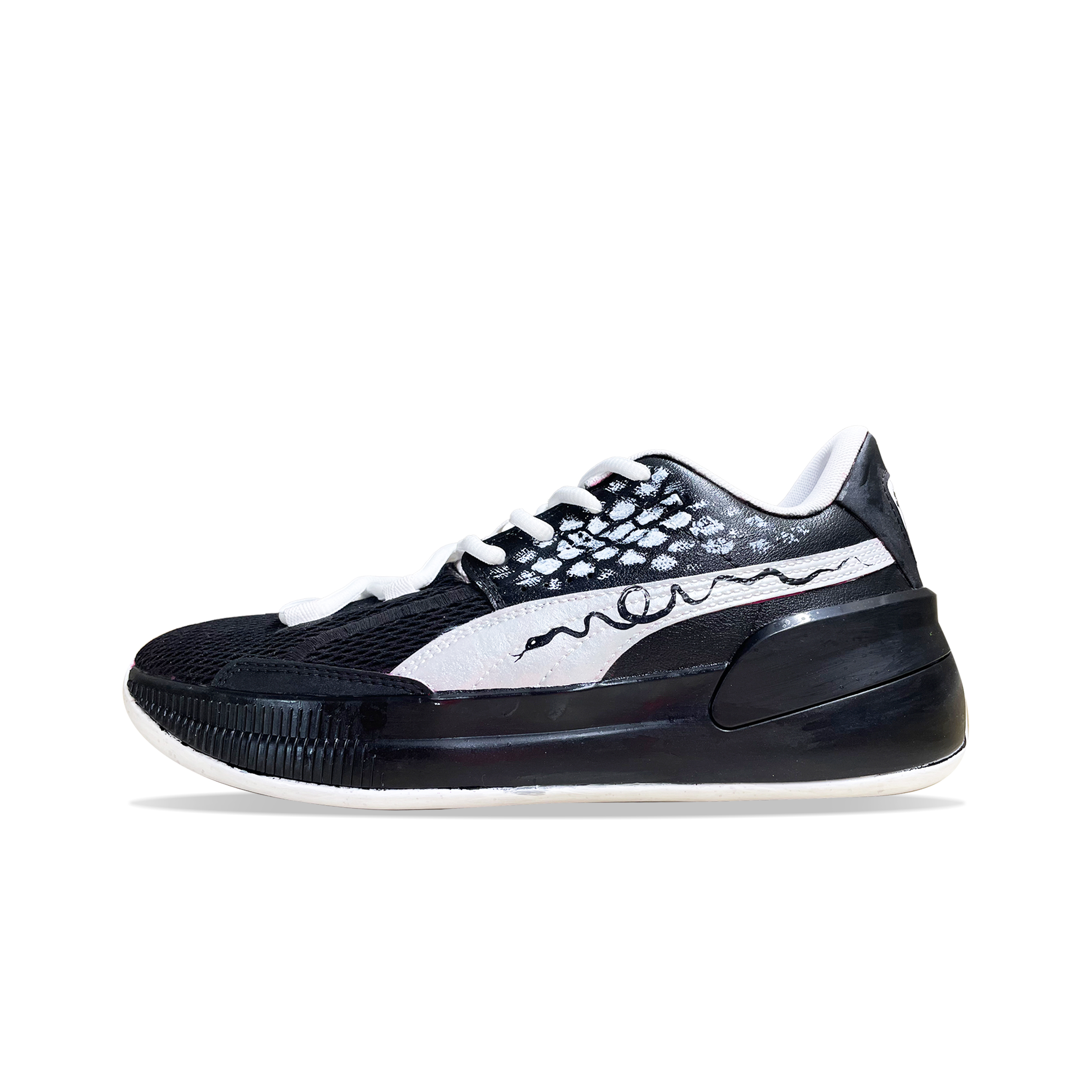 PUMA Clyde Hardwood Team Snake Tracks Low top Basketball Shoes Unisex Black