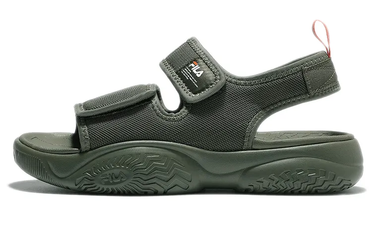 FILA Thick Sole Velcro Green Korean Version Unisex Sandals