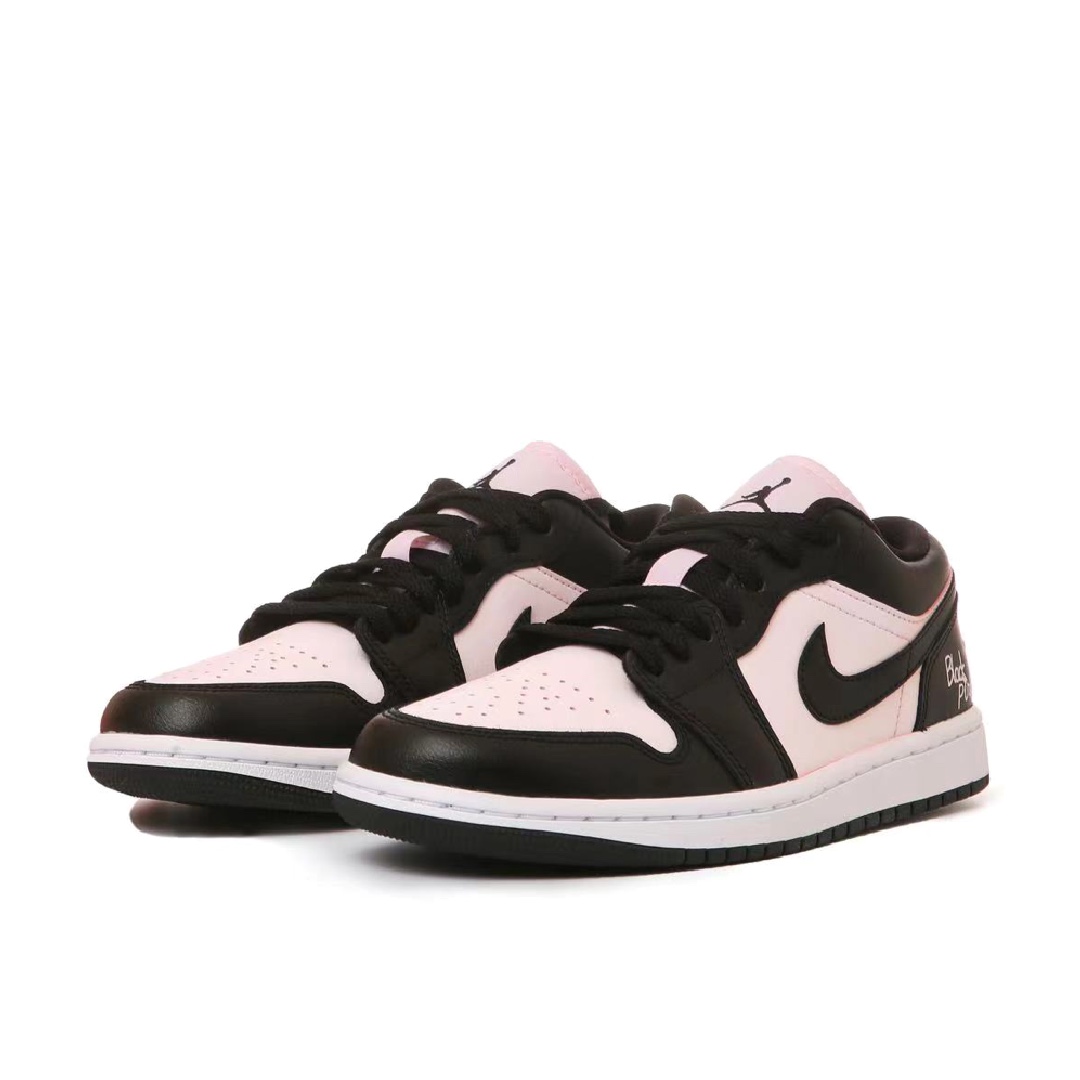 Jordan Air Jordan 1 Abrasion Resistant Low top Vintage Basketball Shoes Unisex Black Pink
