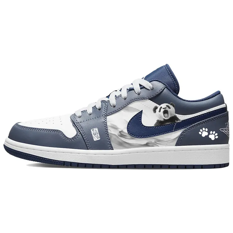 Jordan Air Jordan 1 Abrasion Resistant Slip Resistant Low top Vintage Basketball Shoes Men's Marine Blue