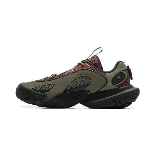 Li Ning CF Tracing, Hiking EDC Cushioning Slip Resistant Abrasion Resistant Low top Hiking Shoes Unisex Green Umber