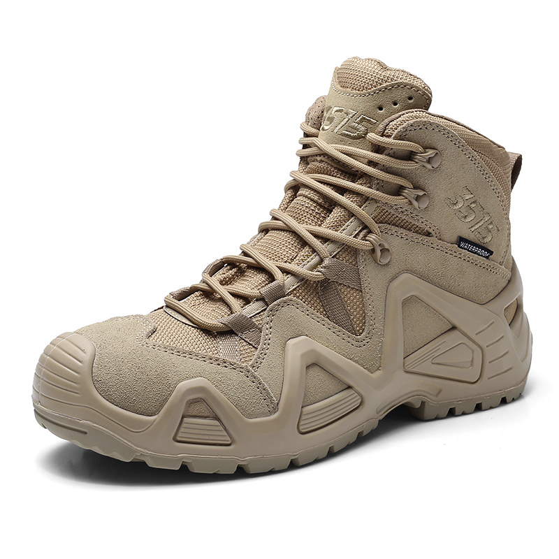 QIANGREN 3515 Mountaineering Hiking Shoes Men’s Apricot