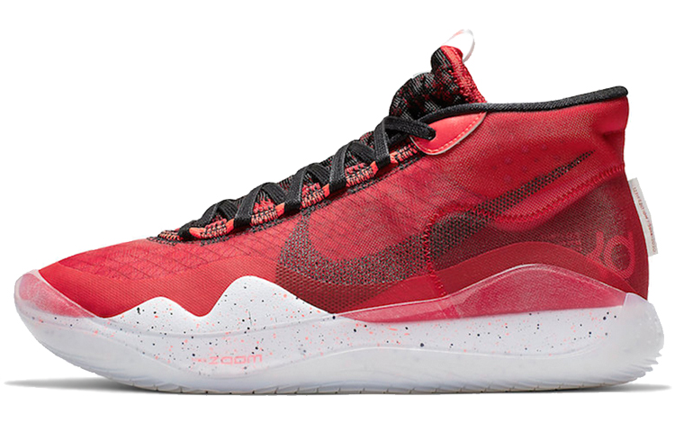 Nike KD 12 Durant 12 OG style lace-up mid-top practical basketball shoes for men and women, white and red