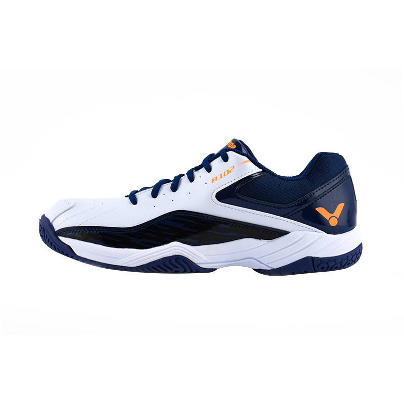 VICTOR Cushioning Slip Resistant Abrasion Resistant Low top Badminton Shoes Unisex White Navy Blue