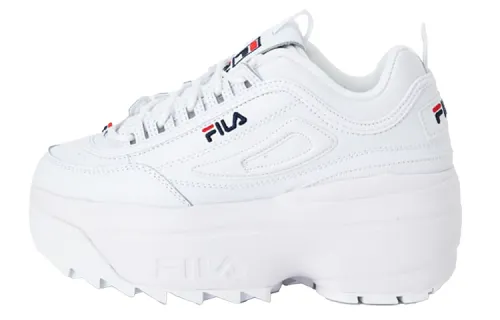 FILA Disruptor 2 Wedge Lace Up Abrasion Resistant Low top Chunky Sneakers Unisex White