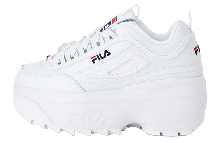 FILA Disruptor 2 Wedge Lace Up Abrasion Resistant Low top Chunky Sneakers Unisex White