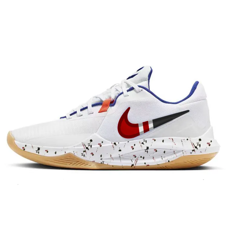 Nike Precision 6 Cushioning Slip Resistant Abrasion Resistant Lightweight Low top Basketball Shoes Men's White