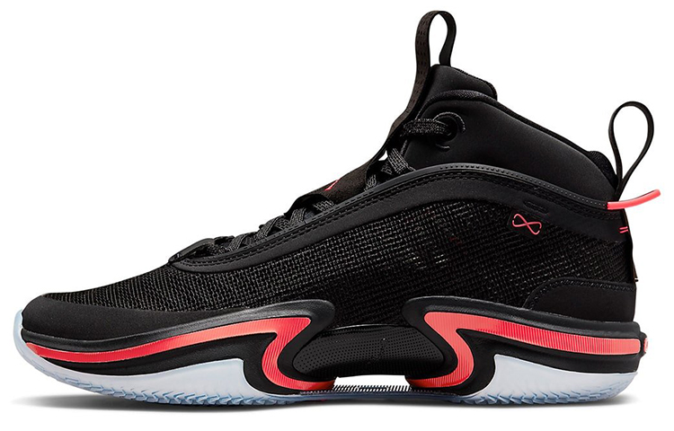Jordan Air Jordan 36 Black Infrared Infrared Textile TPU Synthetic Leather Shock Absorbing Anti-Slip Wear Resistant Rebound Lightweight Wrapped Support High Top Practical Basketball Shoes Men's Black Red Foreign Version