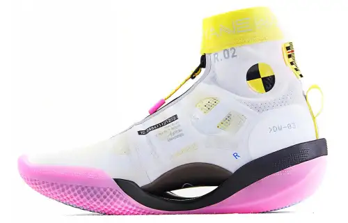LiNing WOW 9 Wade's Way 9 Infinity Test R2 fabric synthetic leather TPU wear-resistant and breathable high-top basketball shoes women's white pink yellow