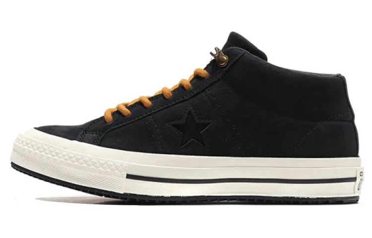 Converse One Star Mid top Canvas Shoes Unisex Black Yellow