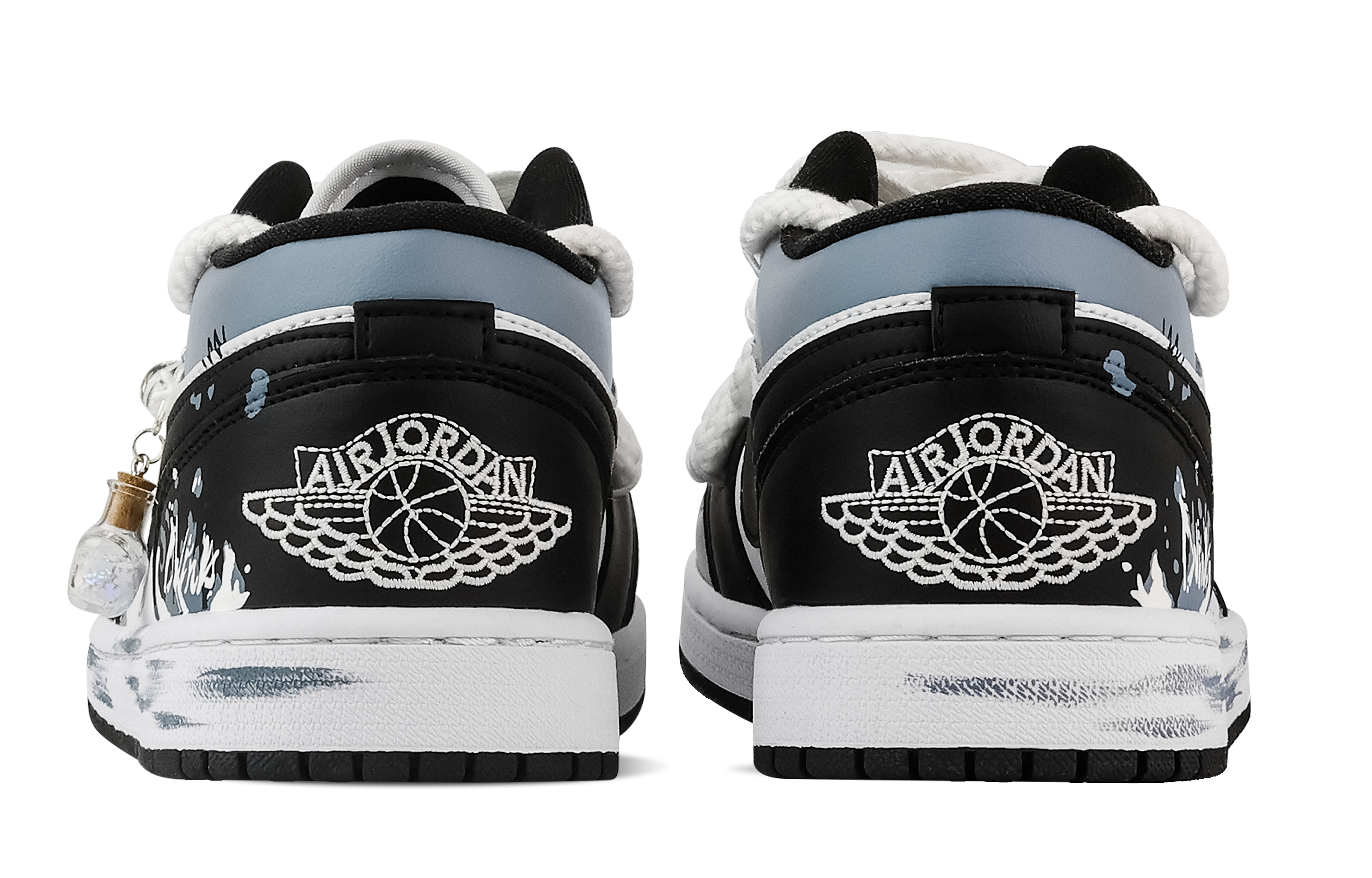 Jordan Air Jordan 1 River Ink Self Ignition Low top Vintage Basketball Shoes Unisex Black White Blue