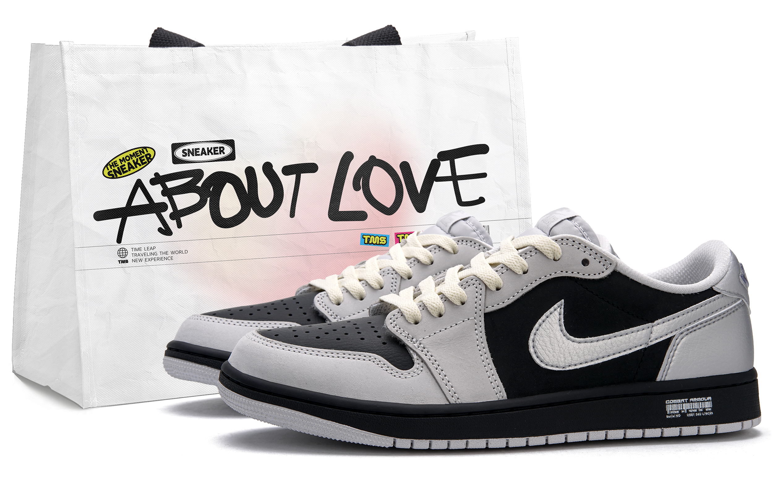 Jordan Air Jordan 1 Cyber Silver Wing Low top Vintage Basketball Shoes Unisex Black Silver