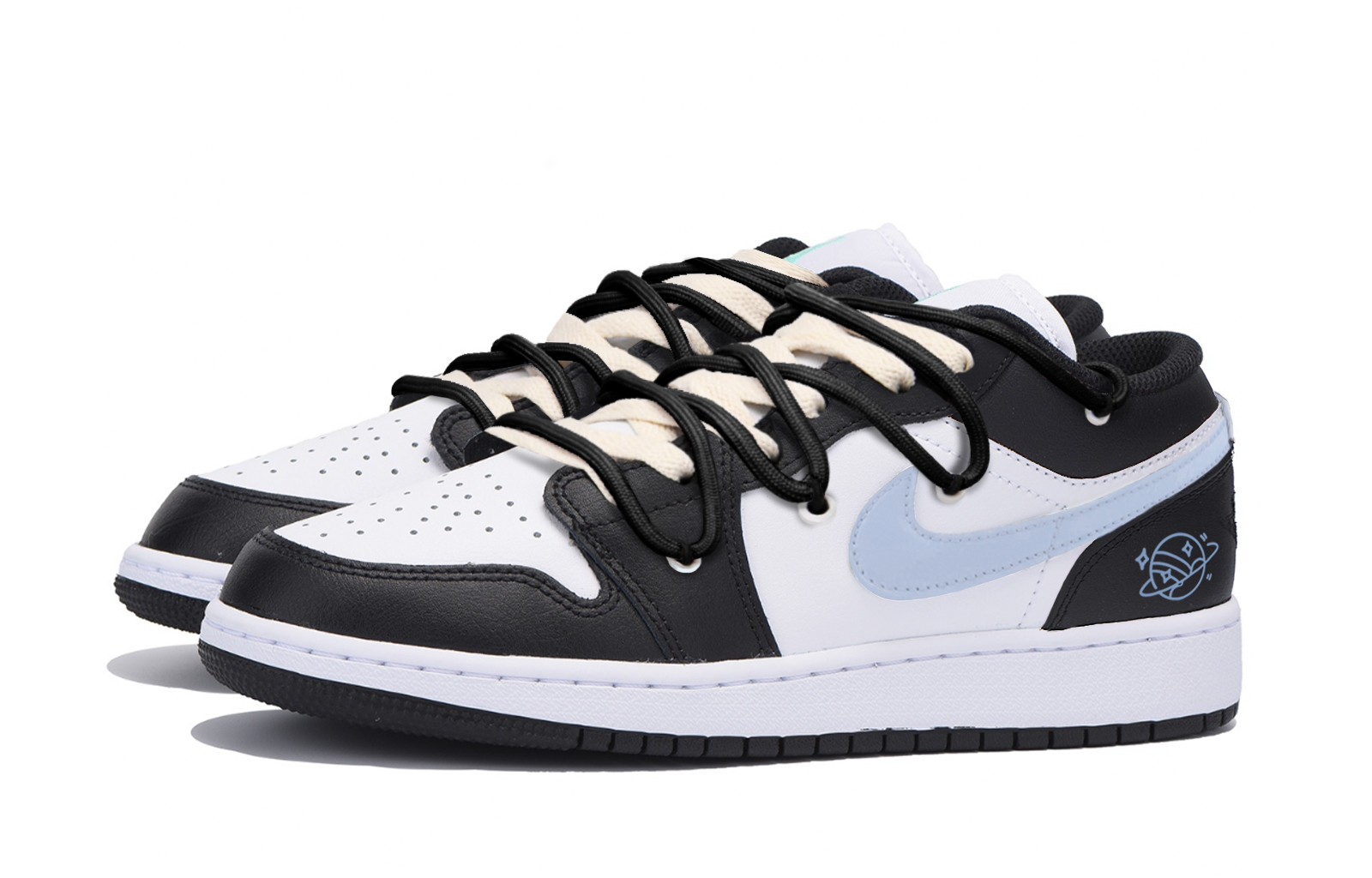 Jordan Air Jordan 1 Abrasion Resistant Slip Resistant Low top Vintage Basketball Shoes Men’s Black Blue