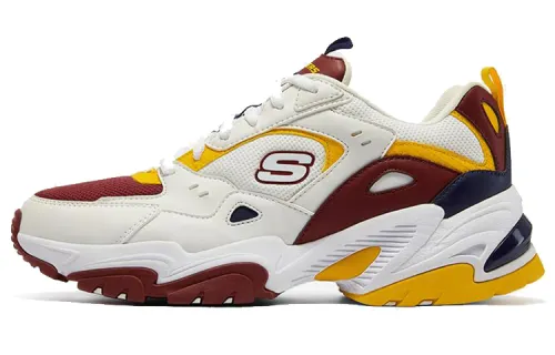 Skechers Stamina V2 Fabric Cushioning Abrasion Resistant Height Increasing Low top Chunky Sneakers Men's White Red