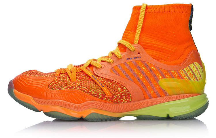 Li Ning Ranger Chameleon Shoe Liner Cushioning Rebound High top Badminton Shoes Unisex Neon Glow Orange