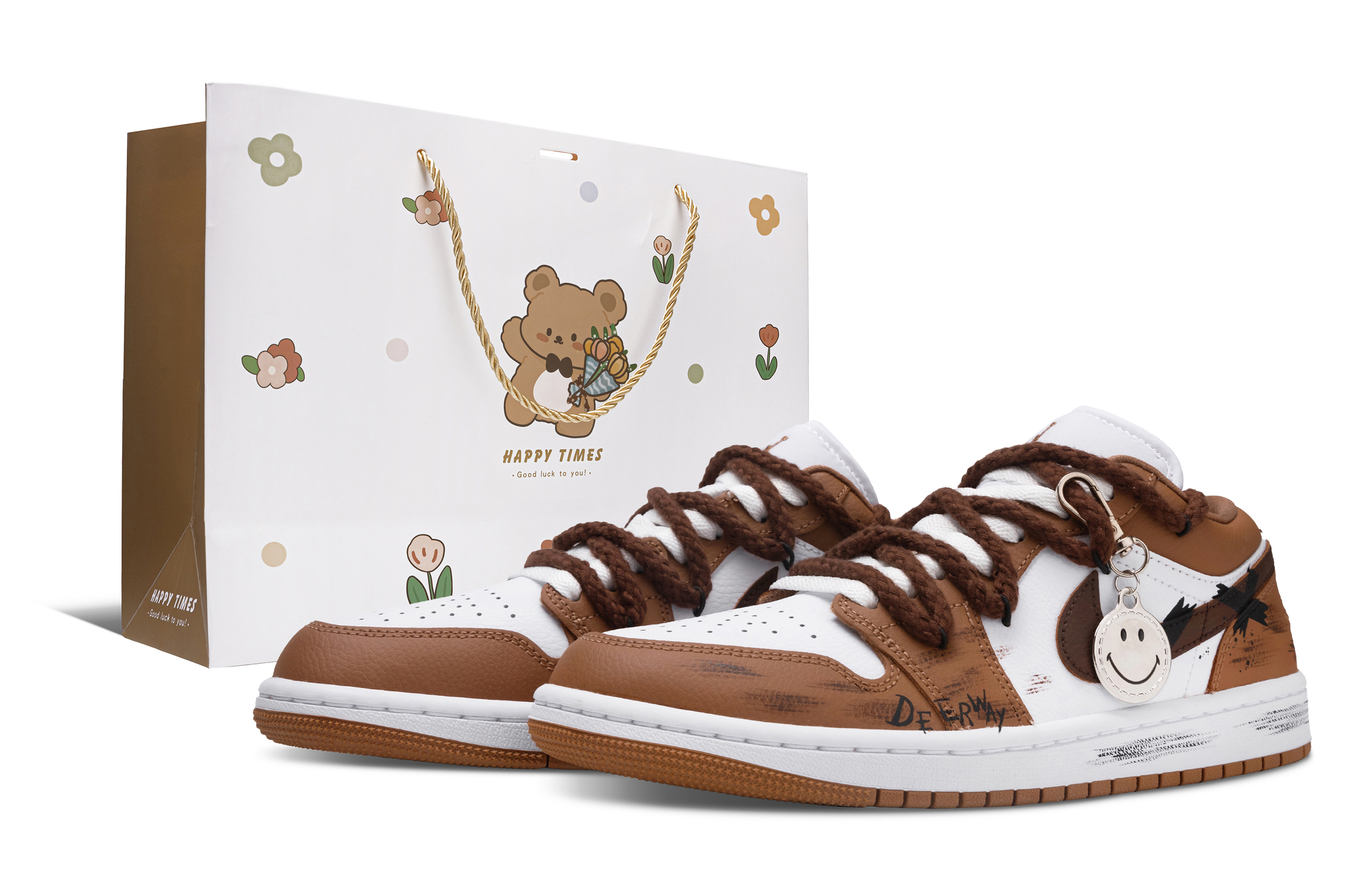 Jordan Air Jordan 1 Mocha Film Abrasion Resistant Low top Vintage Basketball Shoes Unisex White Brown