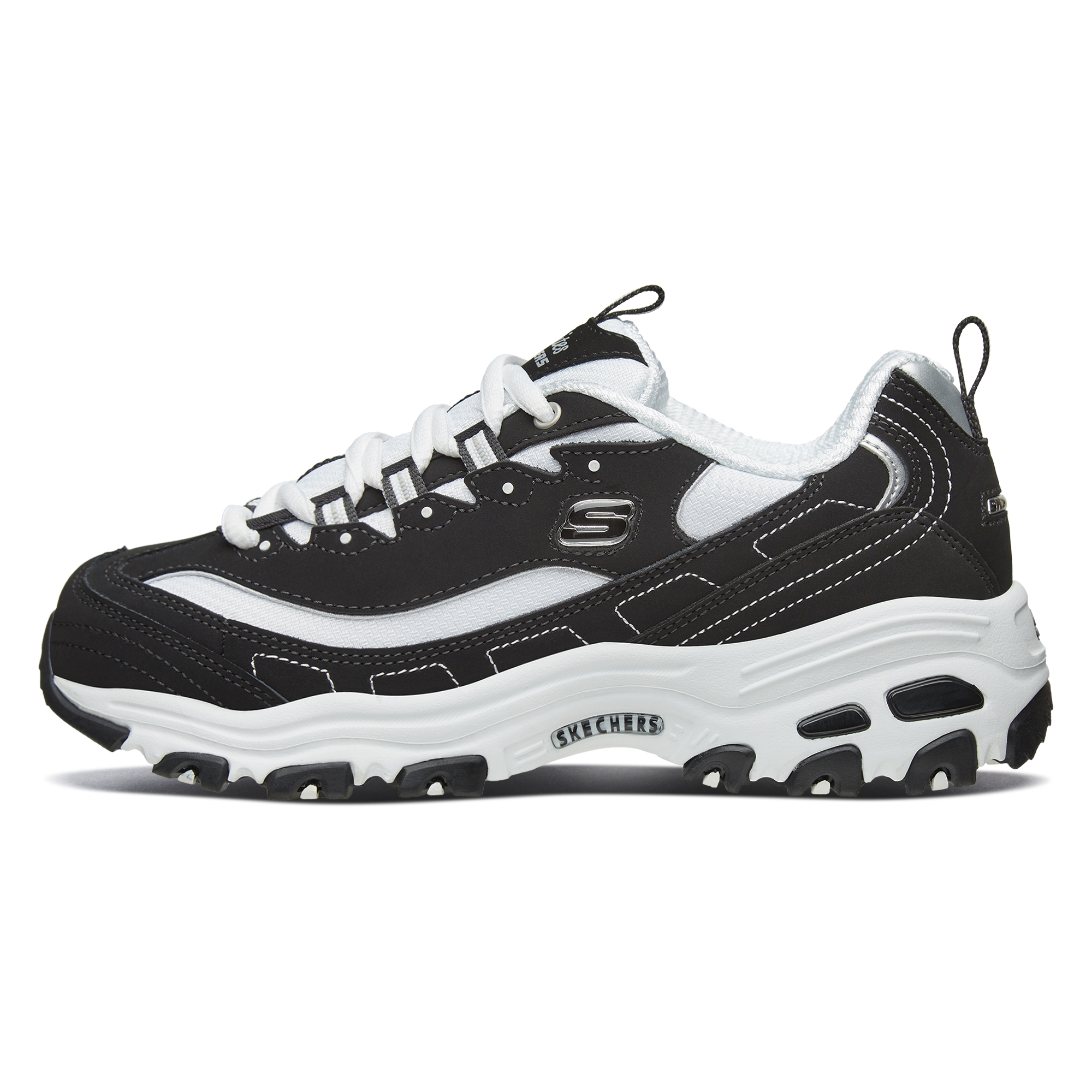 Skechers Skechers D'LITES 1.0 Panda Shoes Retro Versatile Thick Sole Casual Lightweight Increased Low Top Dad Shoes Women's Black and White
